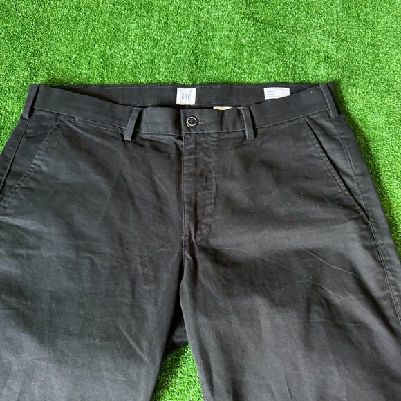 GAP Khaki Flat Front Straight Leg Skinny Stretch Chino Black Khaki Pants Size 36 - Picture 7 of 13